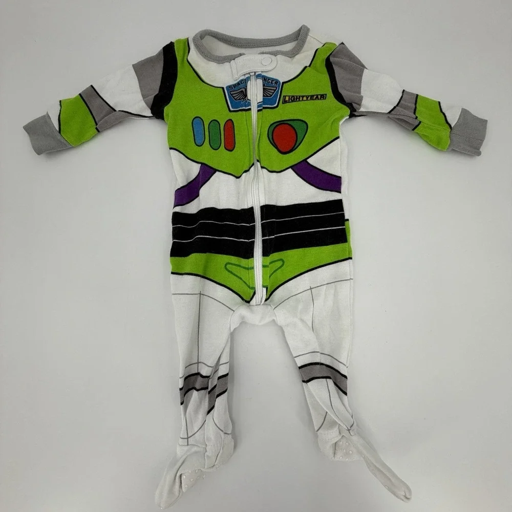 Disney Baby Sleeper Toddler 0-3 Months Green Full Zip Buzz Lightyear Cotton